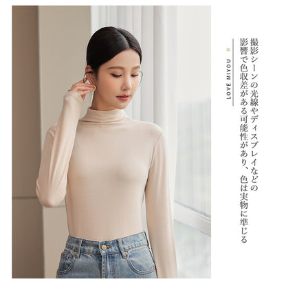 カットソー トップス インナー 大きいサイズ ゆったり 秋 冬 無地 タートルネックカットソー タートルネック レディース tシャツ ハイネック カットソー レディース タートルネックtシャツ